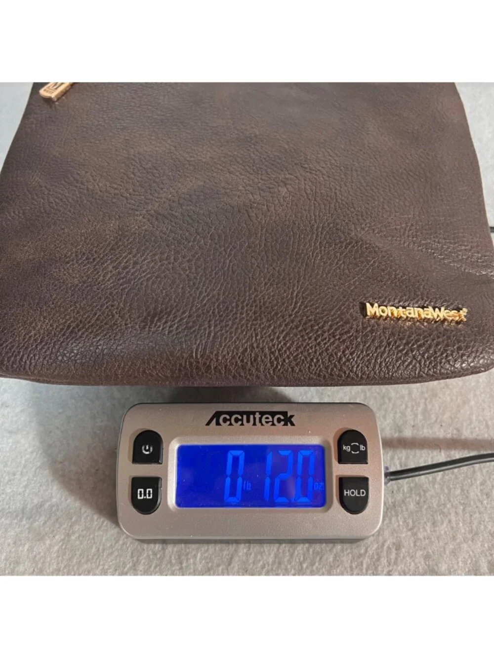 Montana West Brown Faux Leather Crossbody Bag Gold Accents Zippered Compartments - Picture 14 of 14